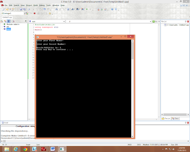 Programming using C: A Simple Program to add two numbers