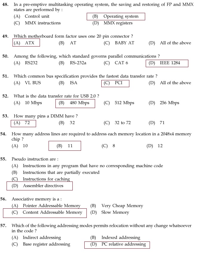 Question Paper and Answer Key Junior Hardware and