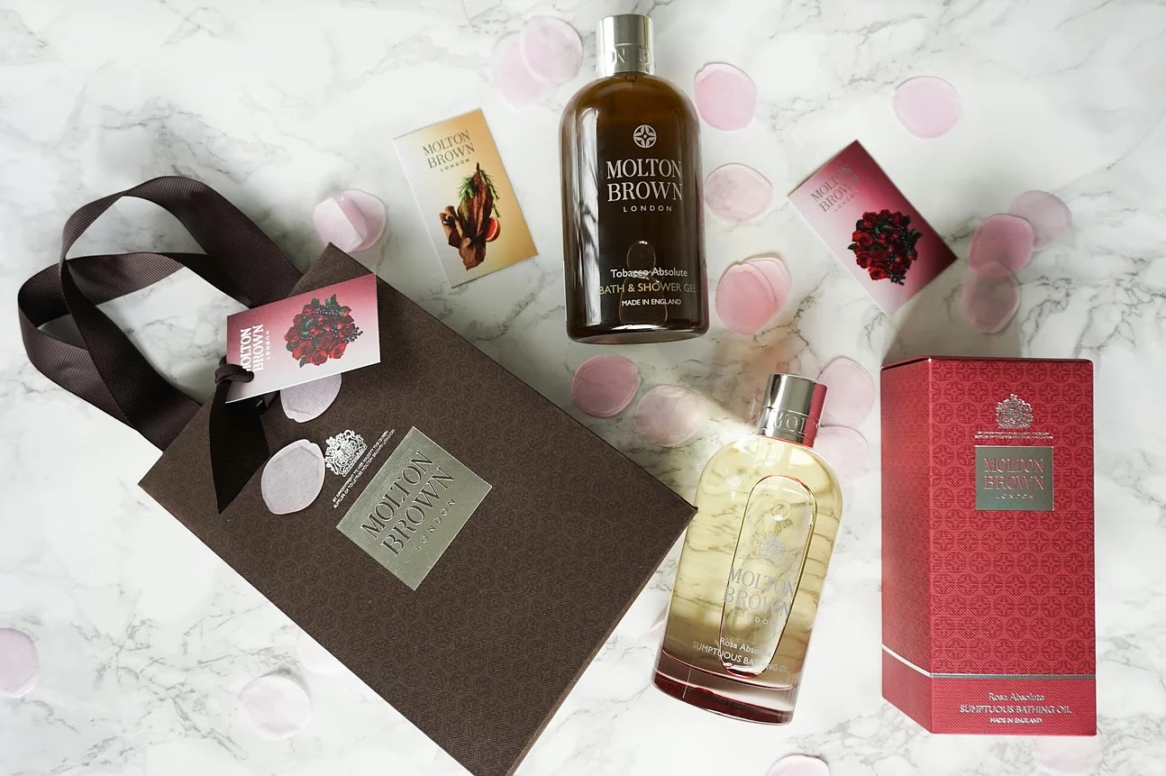 Molton Brown tobacco absolute and rose absolute confetti flaylay