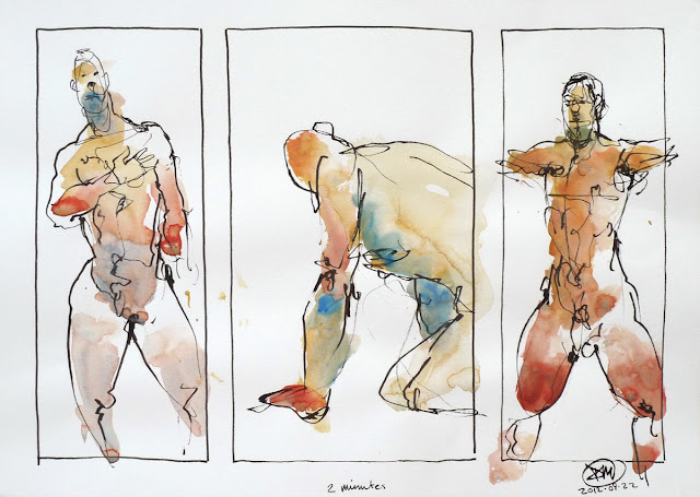 2 minute ink and watercolour sketches by David Meldrum
