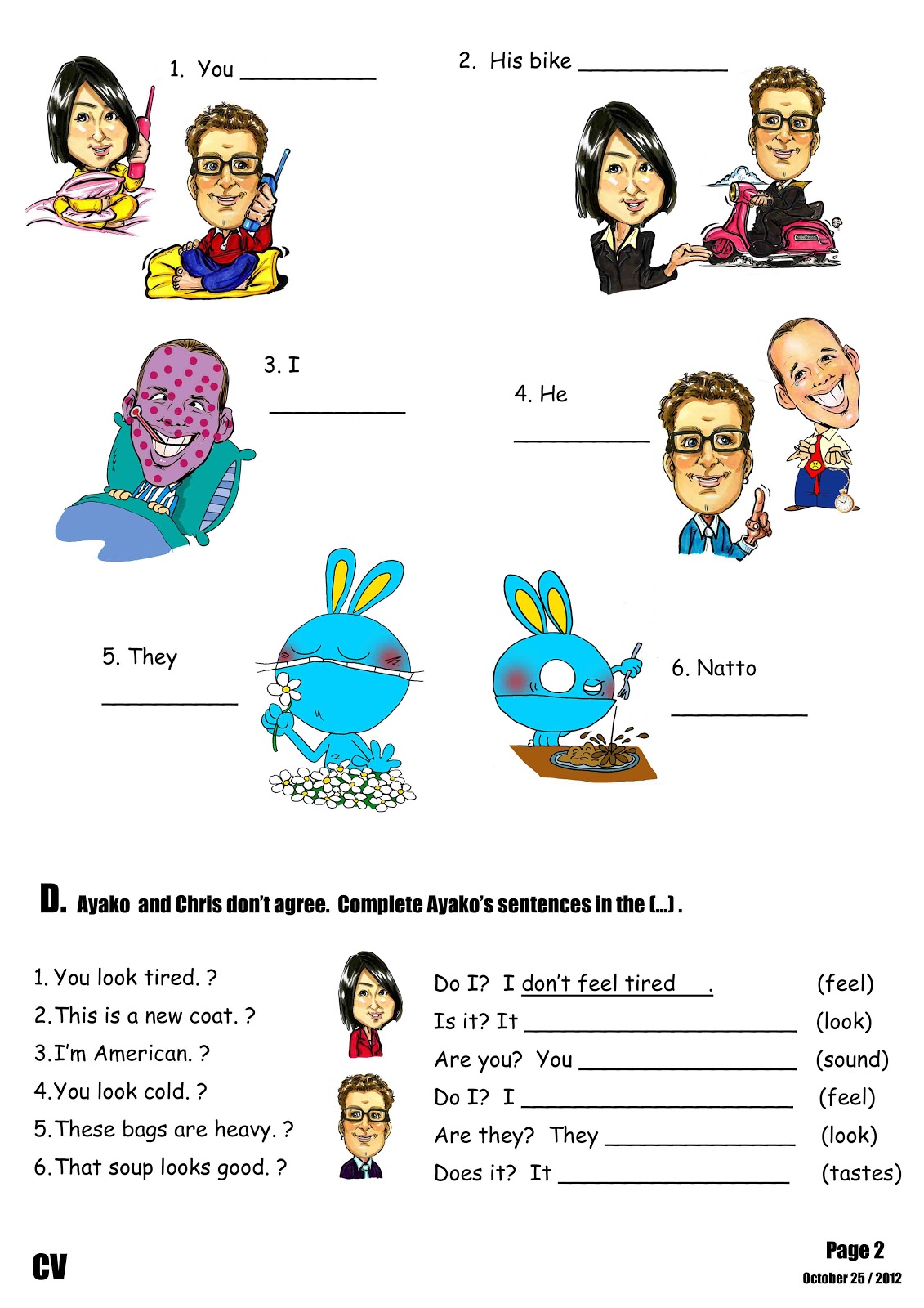 Canadian Voice English School Nagano Adjective Worksheet 