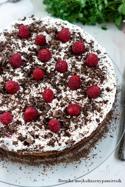 tort, czekolada, maliny, deser, ciasto, mascarpone, bernika, kulinarny pamietnik