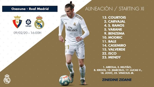 Osasuna - Real Madrid, onces confirmados