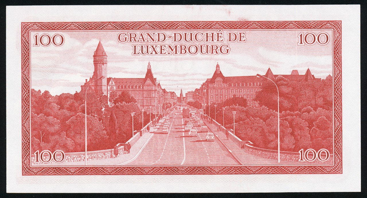 Luxembourg currency 100 Francs banknote of 1970 Grand Duke JeanWorld