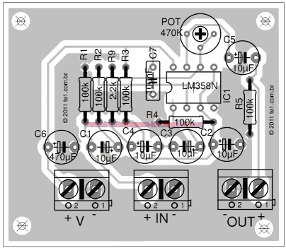 Pre-amplifier Integrated Circuit LM358 Dual op amp | Circuits Diagram Lab