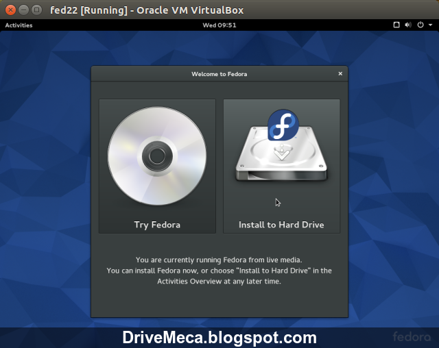 DriveMeca instalando Fedora Linux Workstation 22 paso a paso