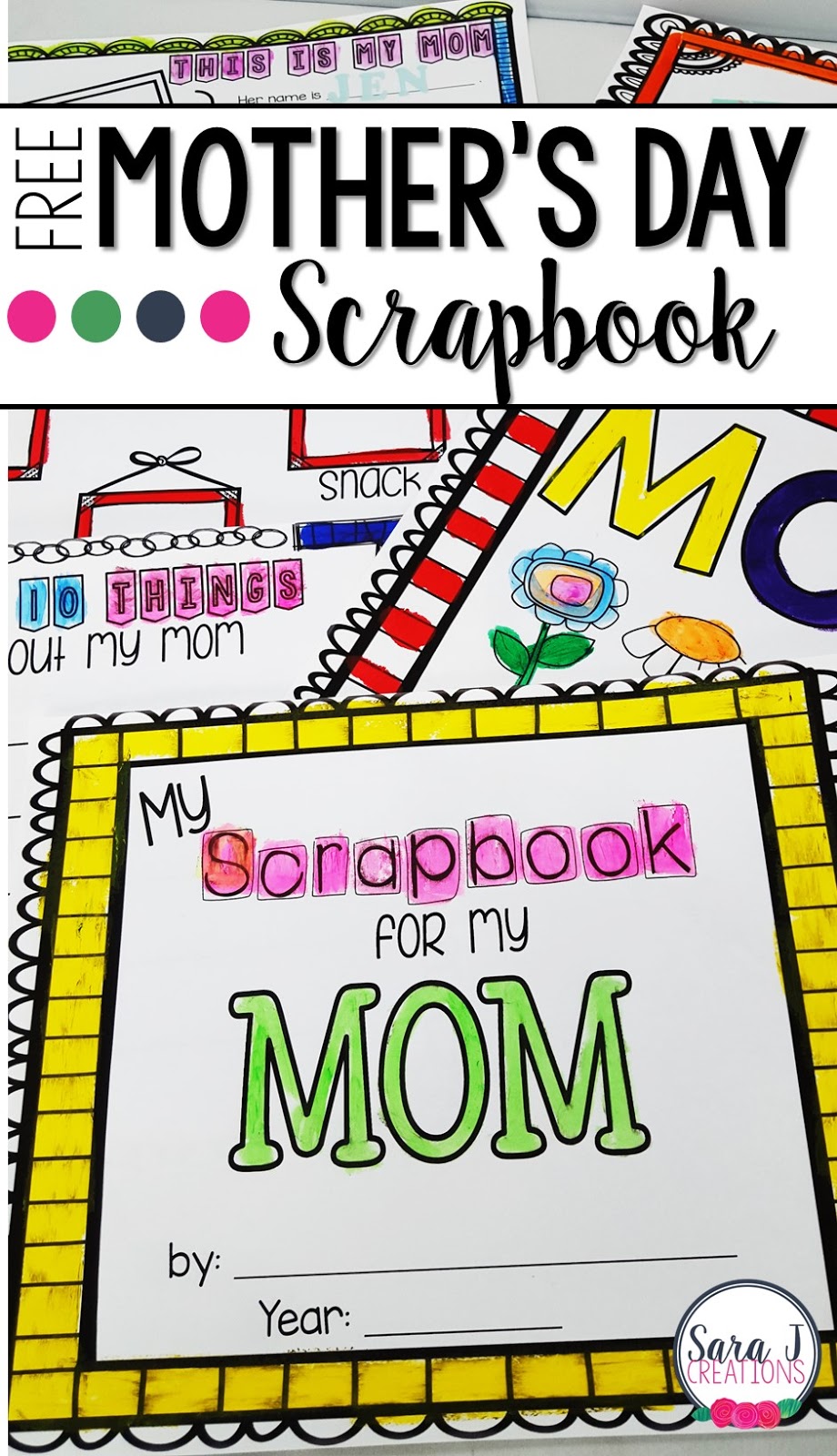 Free mother's day scrapbook for young students to create for their mothers. Includes prompts and places to add pictures.