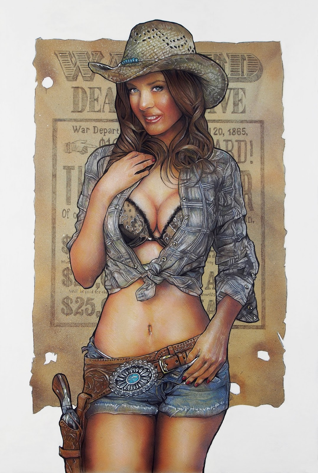 Country Western - Cow Girl Traditional Pinup Girl Commission.