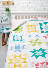 Starry Eyed quilt pattern by Andy of A Bright Corner - a star sampler quilt in Kona solids