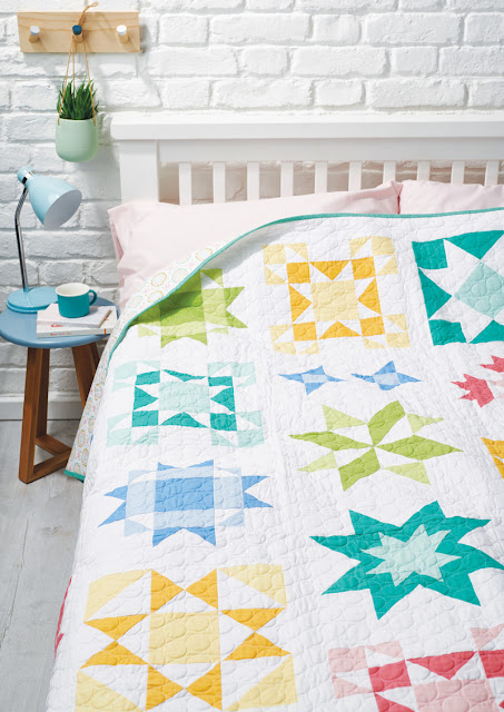 Starry Eyed quilt pattern by Andy of A Bright Corner - a star sampler quilt in Kona solids