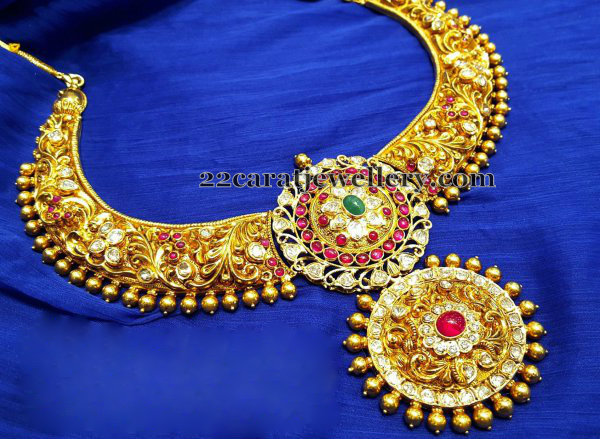 Nakshi Choker with Floral Design - Jewellery Designs