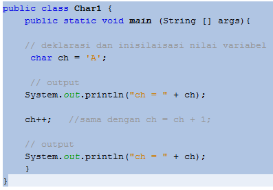 Materi Java Pemula : Char pada Java ~ Materi Java Pemula
