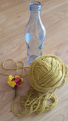 DIY Yarn Covered Glass Bottle