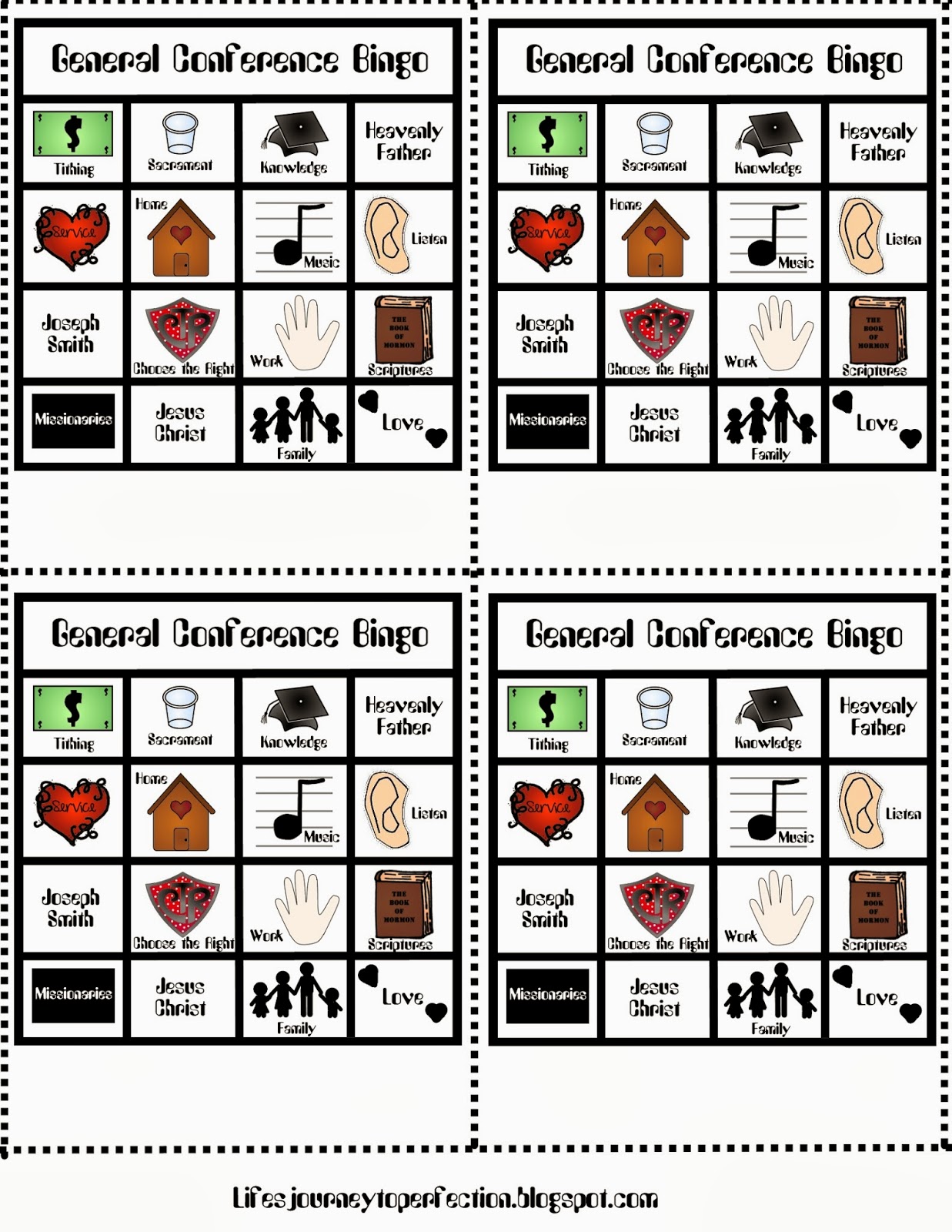 Life s Journey To Perfection General Conference Bingo Free Printable Life s Journey To Perfection General Conference Bingo Free Printable