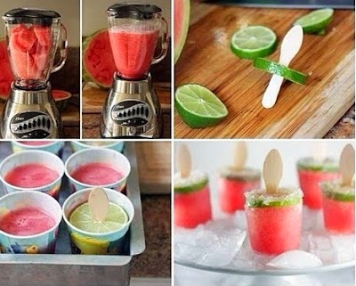 Helados de sandia con base de limon