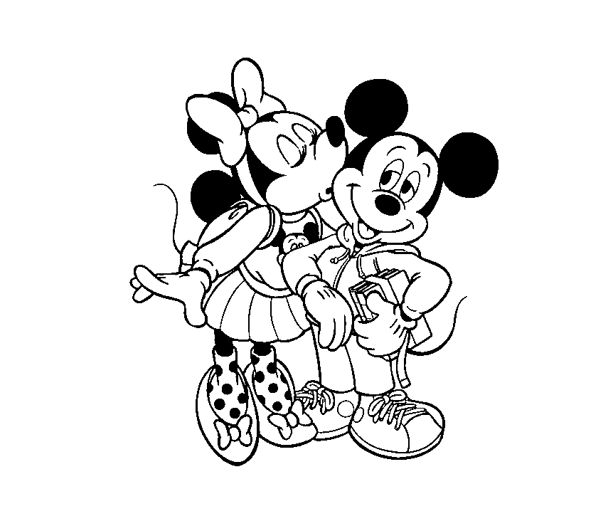 Mickey Mouse and Minnie Mouse For Kid Coloring Page Free wallpaper