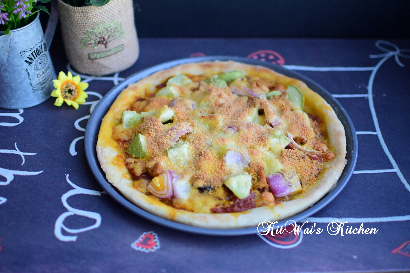 Kit Wai's kitchen 沙爹鸡披萨 Chicken Satay Pizza