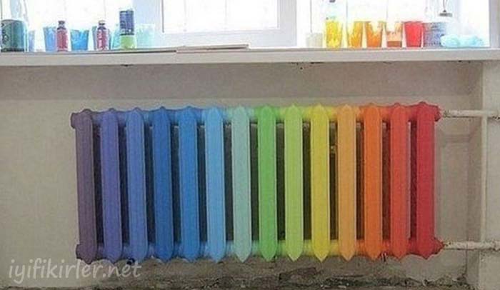 Kalorifer Peteği Boyama Ve Süsleme Fikirleri renkli kalorifer peteği boyama