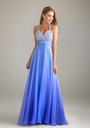 Halter Beading Sleeveless Floor-Length Prom Dress