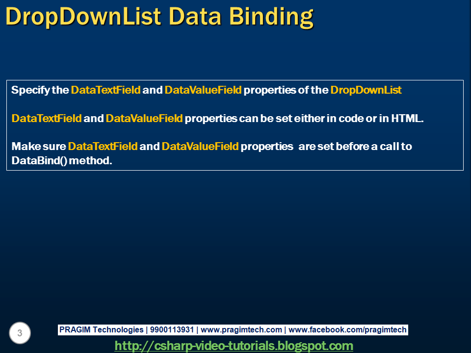 Sql server, and c video tutorial Part 17 Data binding DropDownList