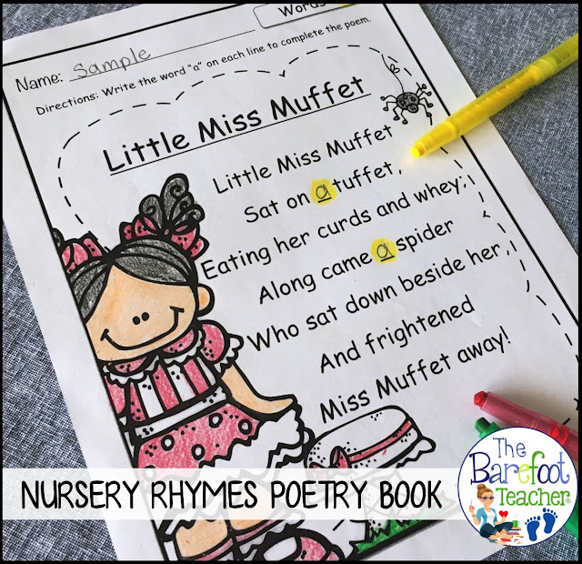 This FREE Nursery Rhymes poetry book printable will fit right in with the other activities and songs you are singing with your Preschool and Kindergarten students. Plus, it reinforces high frequency words as well!