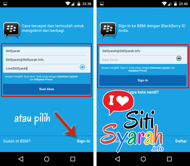 cara ganti akun BBID BBM di Android