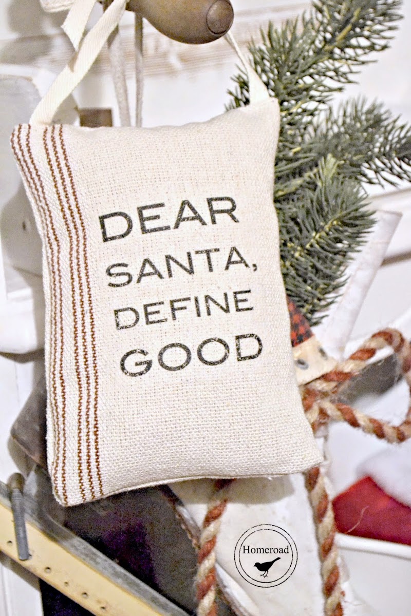 Hanging Grain Sack Christmas Pillows