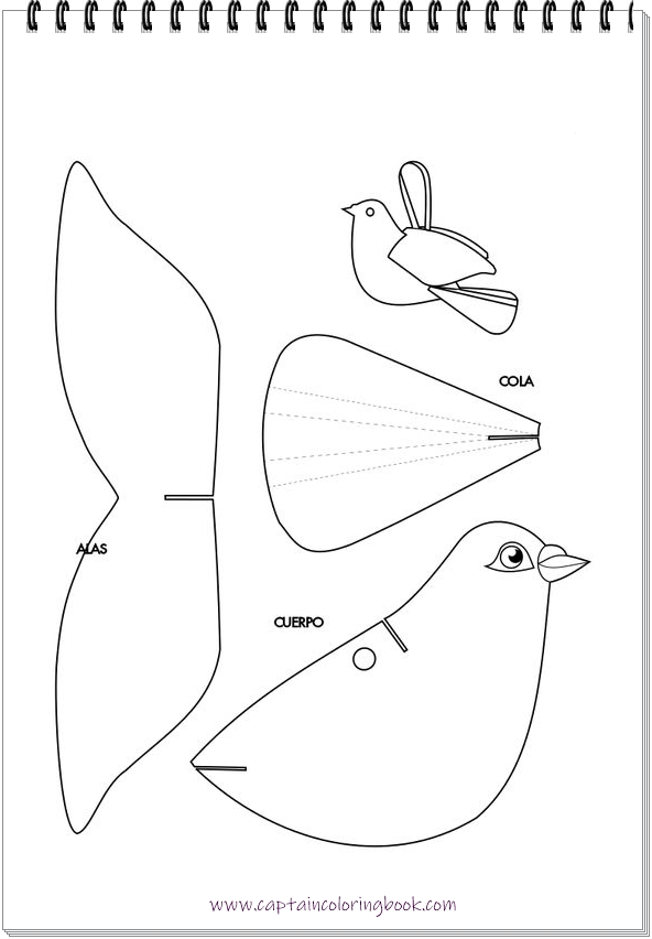 Coloring Page: Paper Birds craft free printable