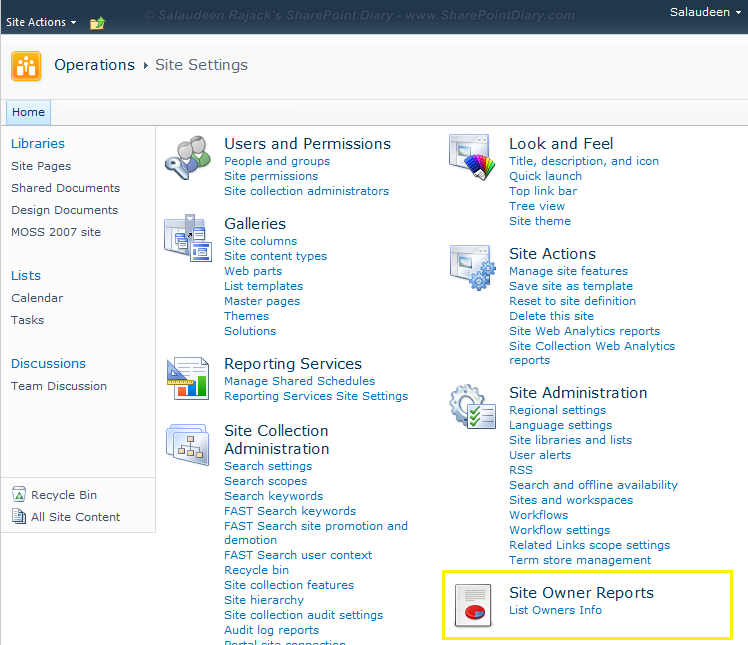 sharepoint 2010 add link to site settings page