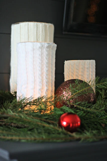 sweater wrapped candle holders