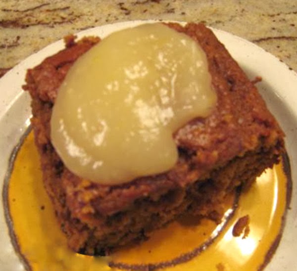 Gingerbread with Lemon Sauce: Classic dessert of a gingerbread cake served topped with a lemon sauce. With the addition of oatmeal, this makes an excellent alternative dessert for a Burns Supper.