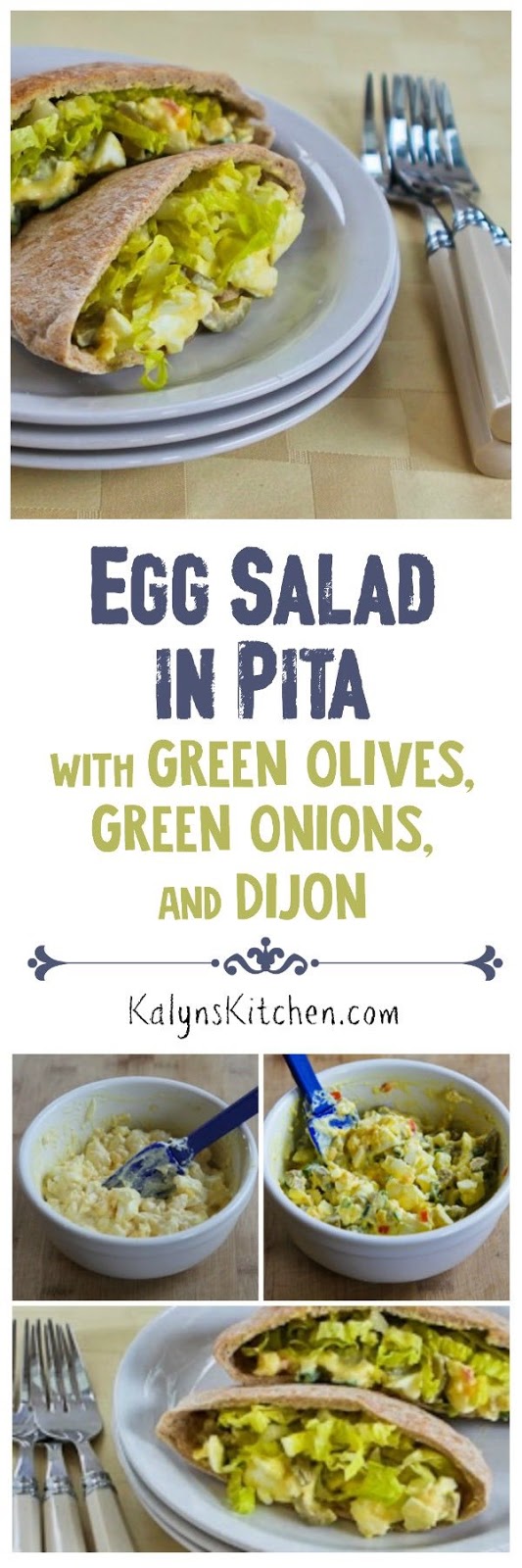 Egg Salad in Pita with Green Olives, Green Onions, and Dijon Kalyn's