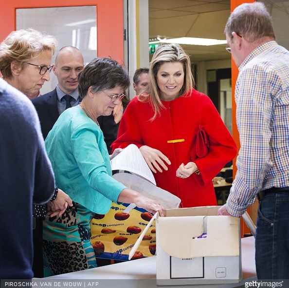 Dutch Queen Maxima arrives for a surprise visit to the Voedsel Focus Foundation in Amersfoort, The Netherlands