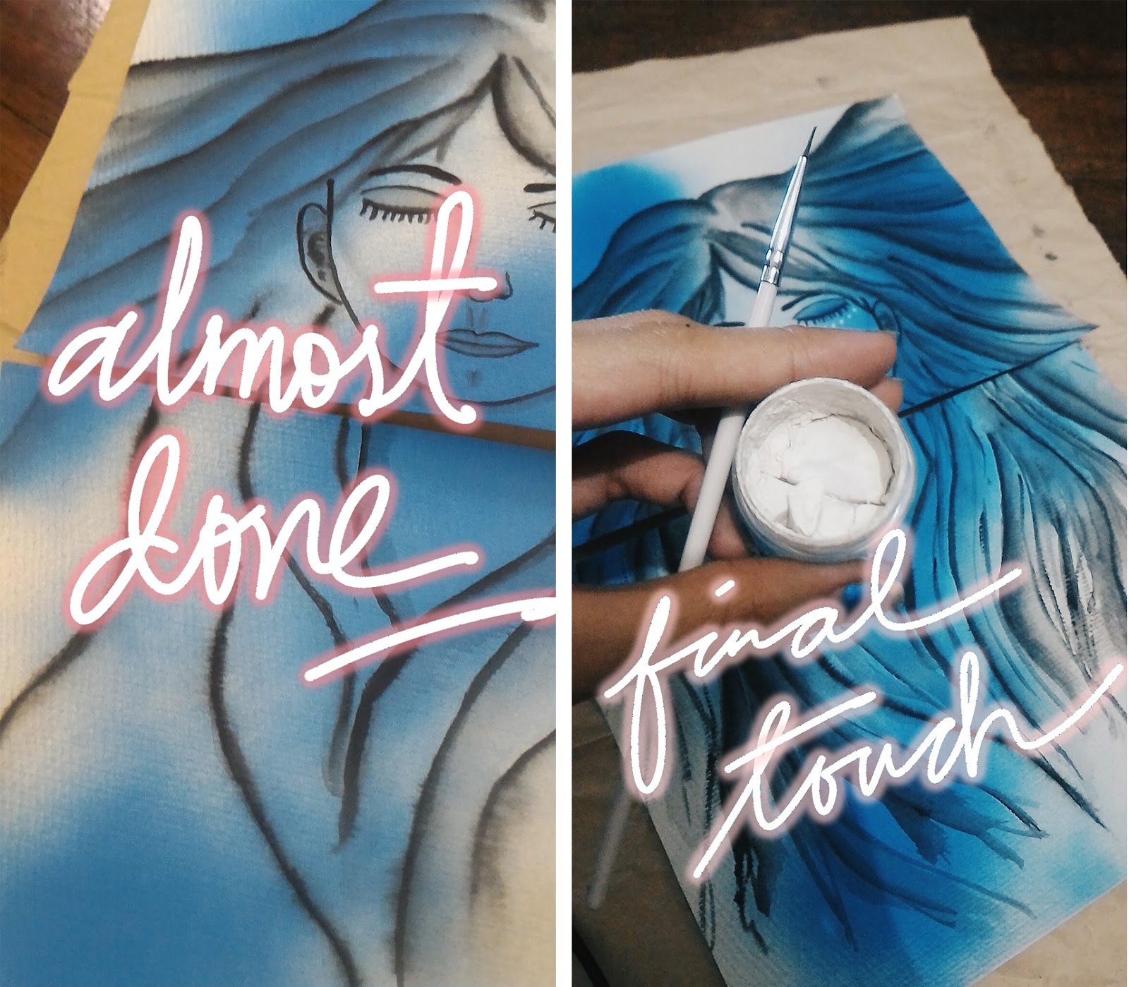 Watercolor + Spray Paint on Watercolor Paper Raellarina Philippines