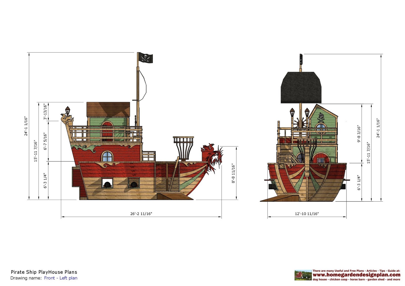 home garden plans: PS100 - Pirates Ship PlayHouse Plans ...