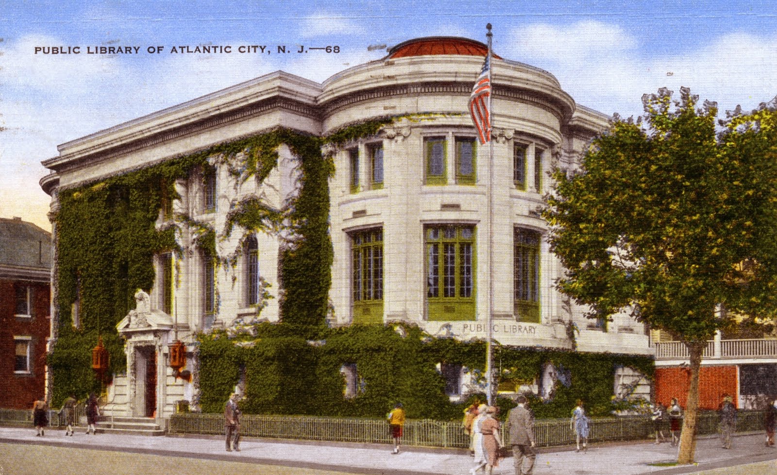 Library Postcards 1947 Public Library, Atlantic City, New Jersey