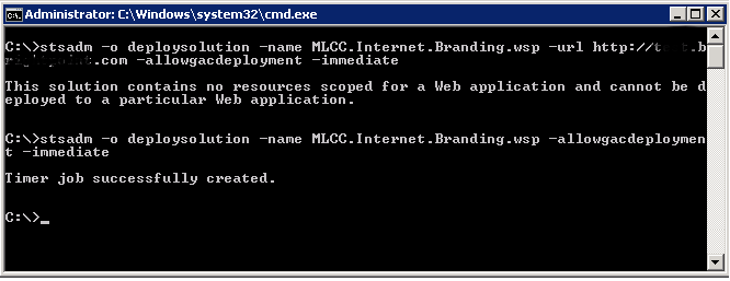 This solution contains no resources scoped for a Web application and cannot be deployed to a particular Web application