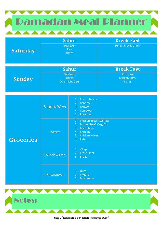 ramadan meal planner