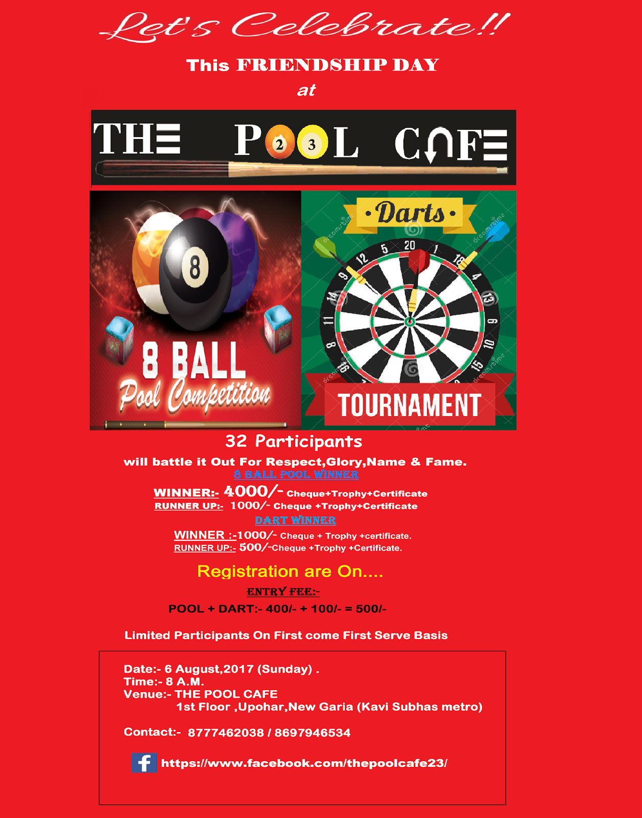 8 Ball pool & Dart competition on Friendship Day in Kolkata