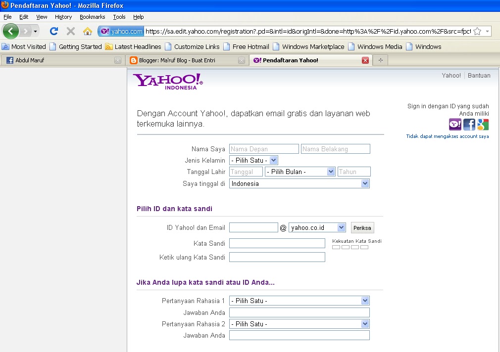 Cara Pembuatan Email di "Yahoo Indonesia" .