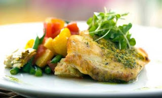 Halibut with Tomato-Vegetable Ragu- Wine Country Trattoria