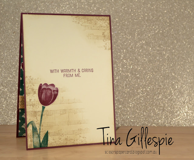 Stampin' Up!, scissorspapercard, Fresh Florals DSP, Sheet Music, Flourishing Phrases, Tranquil Tulips, Timeless Textures