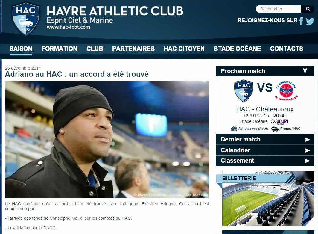 Adriano é o novo reforço do Le Havre