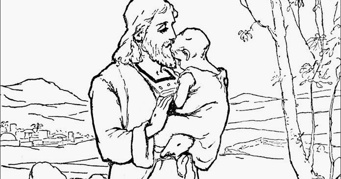 Jesus Con Niño En Los Brazos Para Colorear Dibujos Cristianos Para