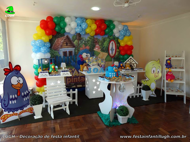 Galinha Pintadinha - Decoração provençal simples Mesa decorativa provençal da Galinha Pintadinha para festa de aniversário infantil para meninos e meninas
