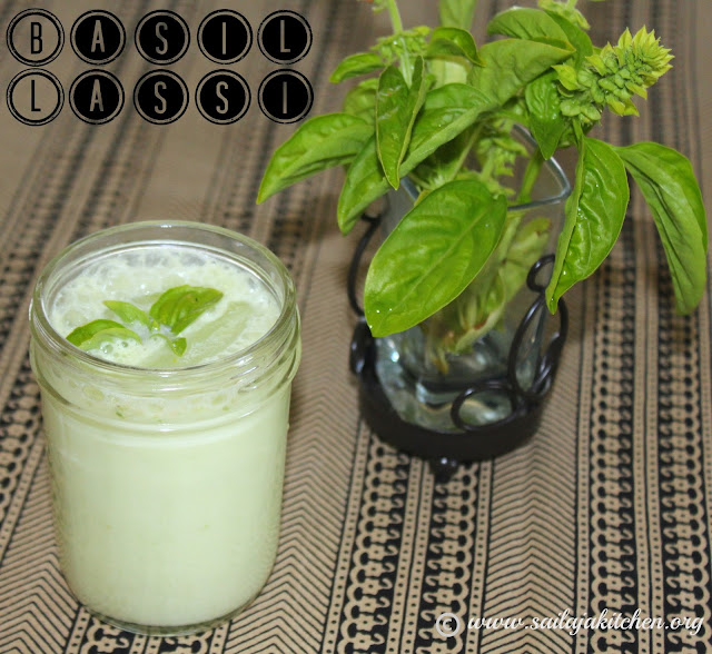 images of Basil Salt Lassi Recipe / Basil Mor Recipe / Basil Buttermilk Recipe - Summer Refreshing Drink