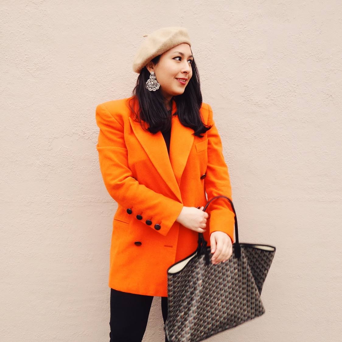 Orange Jacket, Orange Blazer Outfit, Orange and Black Outfit, Escada Blazer, Escada Vintage