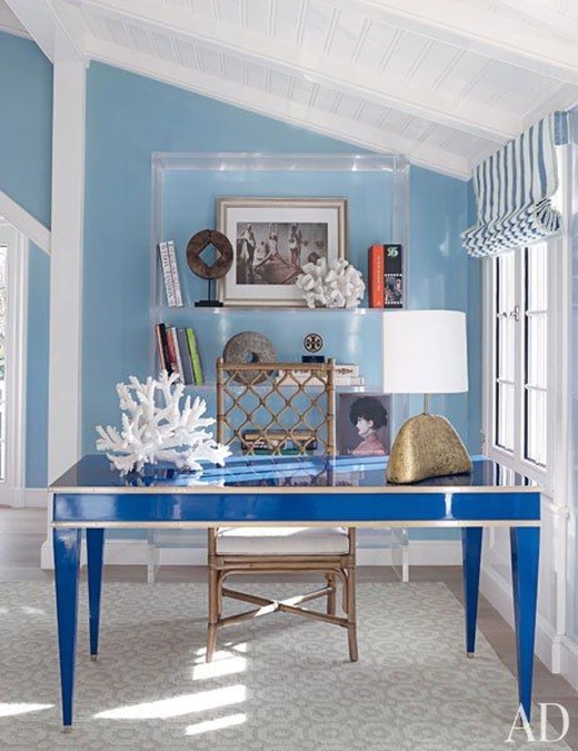 Blue Desk Hampton Style Coastal Office