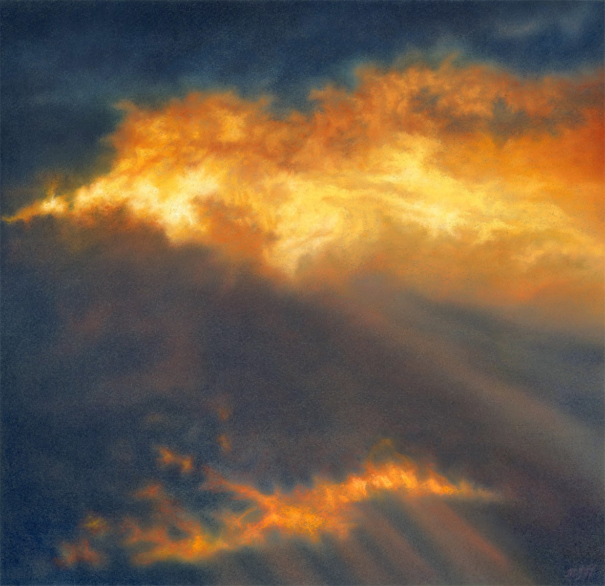 Fiery Skies-Michael Howley Artist. A signed limited edition print from an original soft pastel painting
