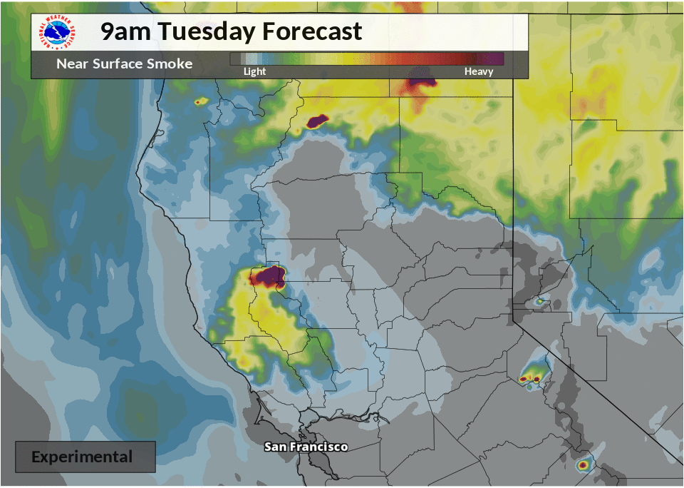 California Smoke Information Tues. Aug 21 NWS Sacramento Area Near